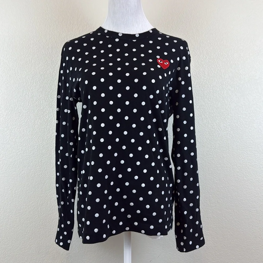 Comme des Garcons Black Shirt with White Polka Dots Size Medium - Picture 2 of 11